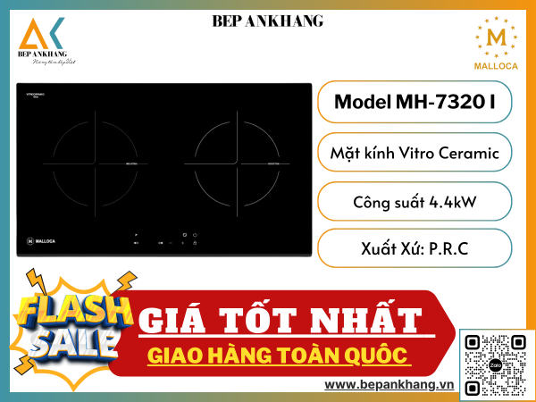 Bếp Từ 2 Vùng Nấu Malloca MH-7320 I - Mặt Kính Vitro Ceramic